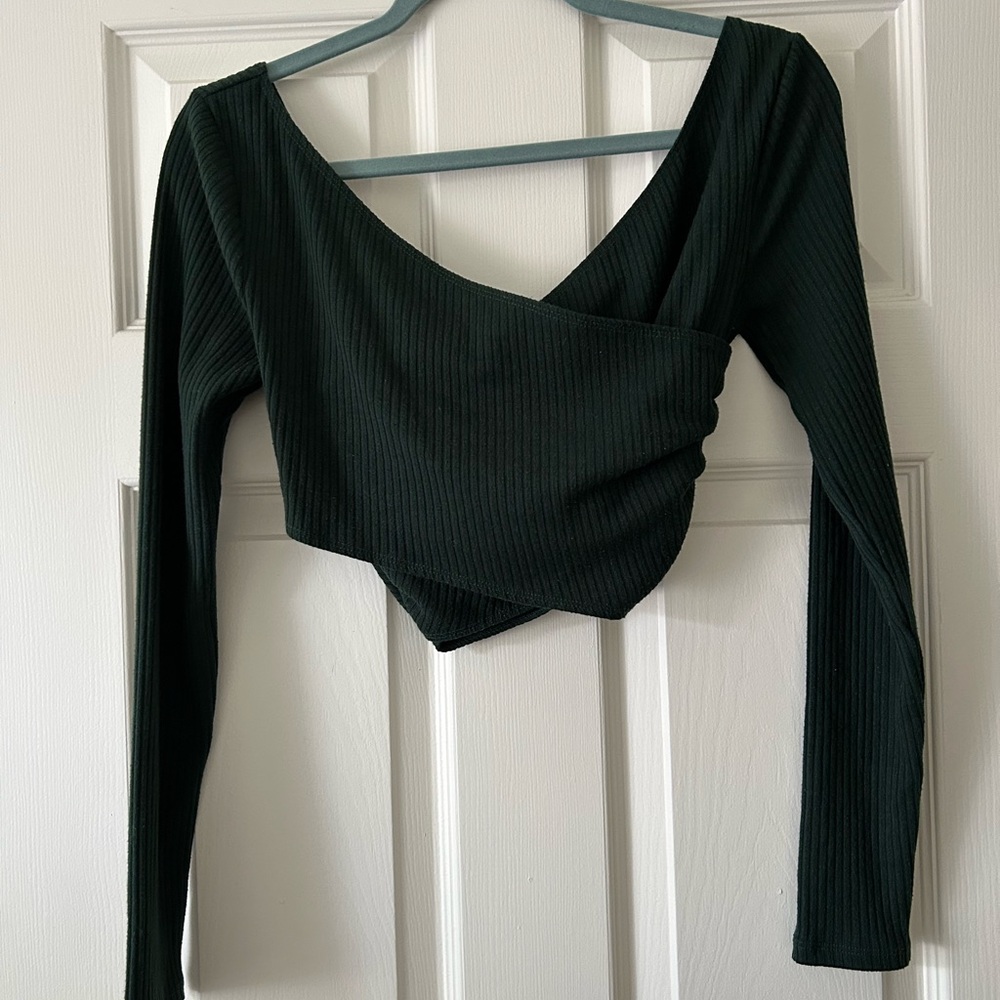 Forest green Ribbed Long Sleeve Top